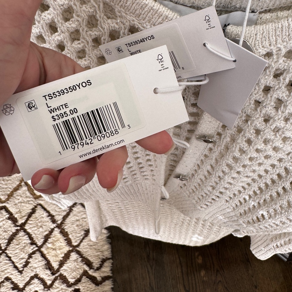 Derek Lam Open Knit Button-Front Set in White - Picture 3 of 5